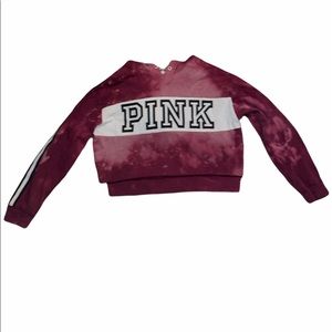 PINK custom bleached cropped hoodie